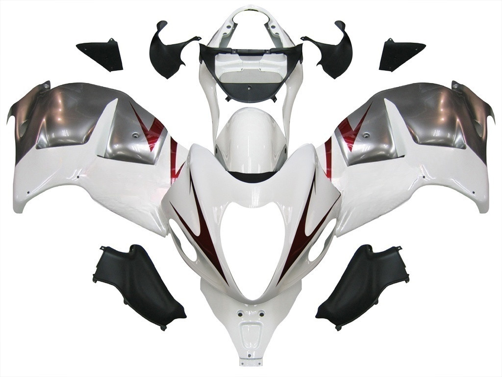 Amotopart Fairings Suzuki GSX1300 Hayabusa White & Silver Hayabusa  Racing  (1999-2007)