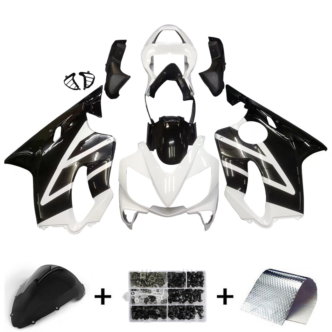 Amotopart Fairings Honda CBR600 F4i Black & White F4i Racing (2001-2003)
