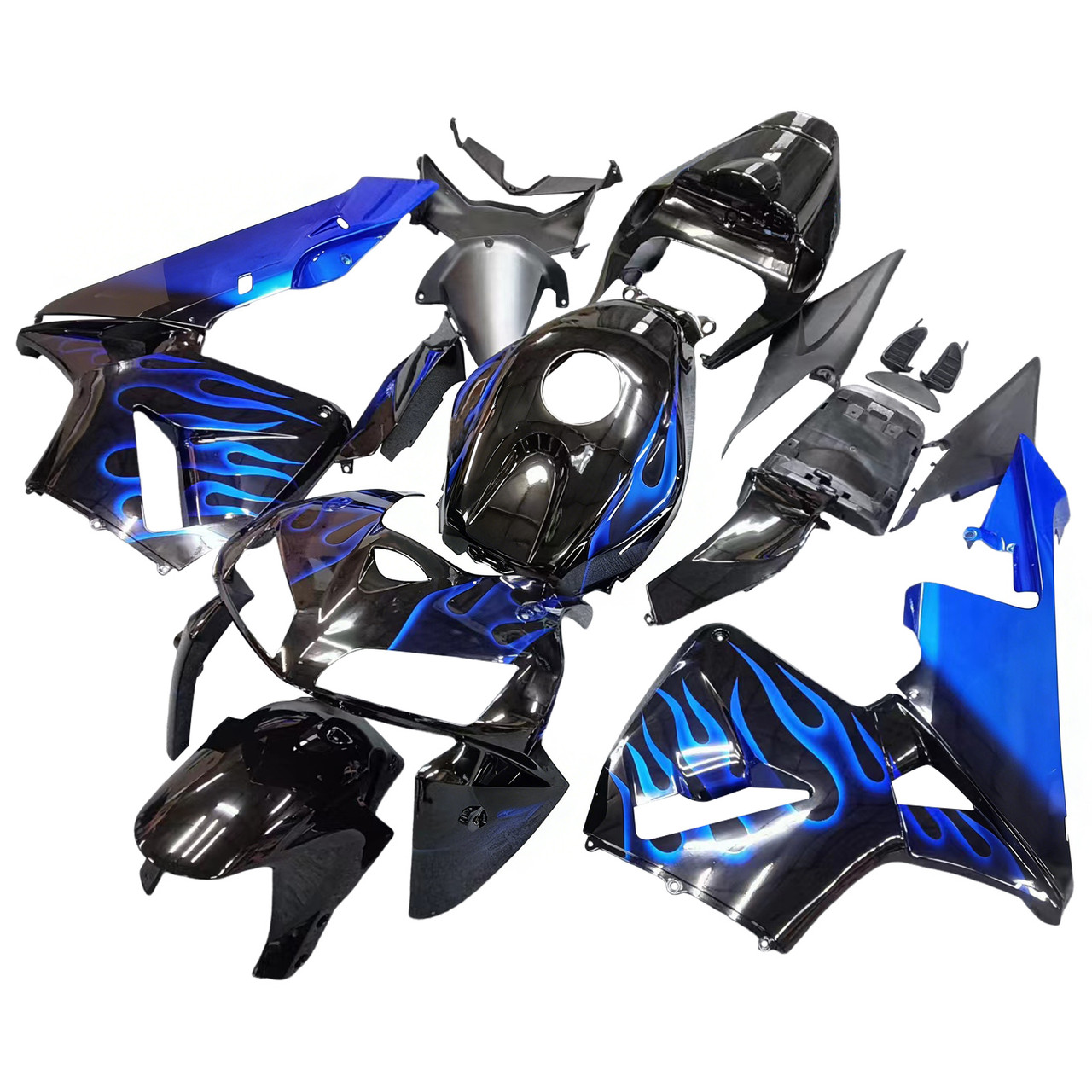 Amotopart Fairings  Honda CBR 600 RR Black & Blue Flame Racing (2005-2006)
