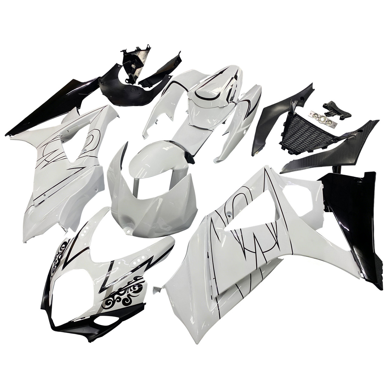 Amotopart Fairings Suzuki GSXR 1000 White Black Alstare Racing  (2007-2008)