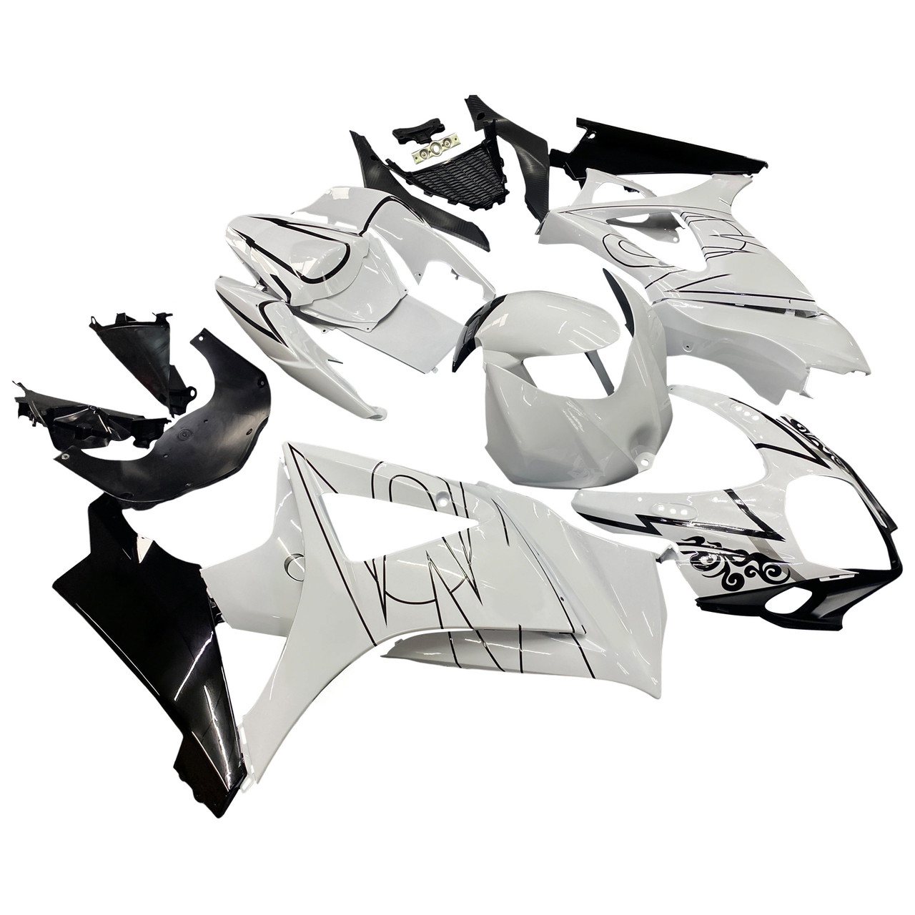 Amotopart Fairings Suzuki GSXR 1000 White Black Alstare Racing  (2007-2008)