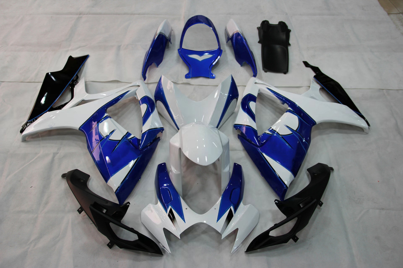Amotopart Fairings Suzuki GSXR 600 750 White Blue Corona Racing  (2006-2007)