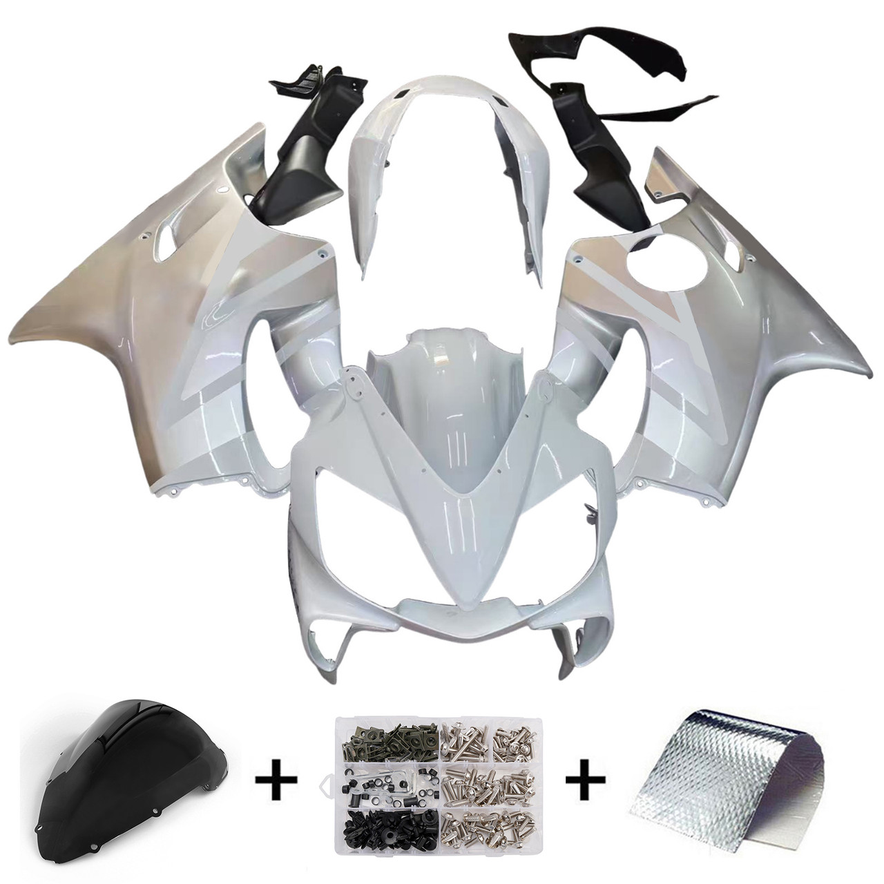 Amotopart Fairings Honda CBR 600 F4i White & Silver F4i Racing (2004-2007)