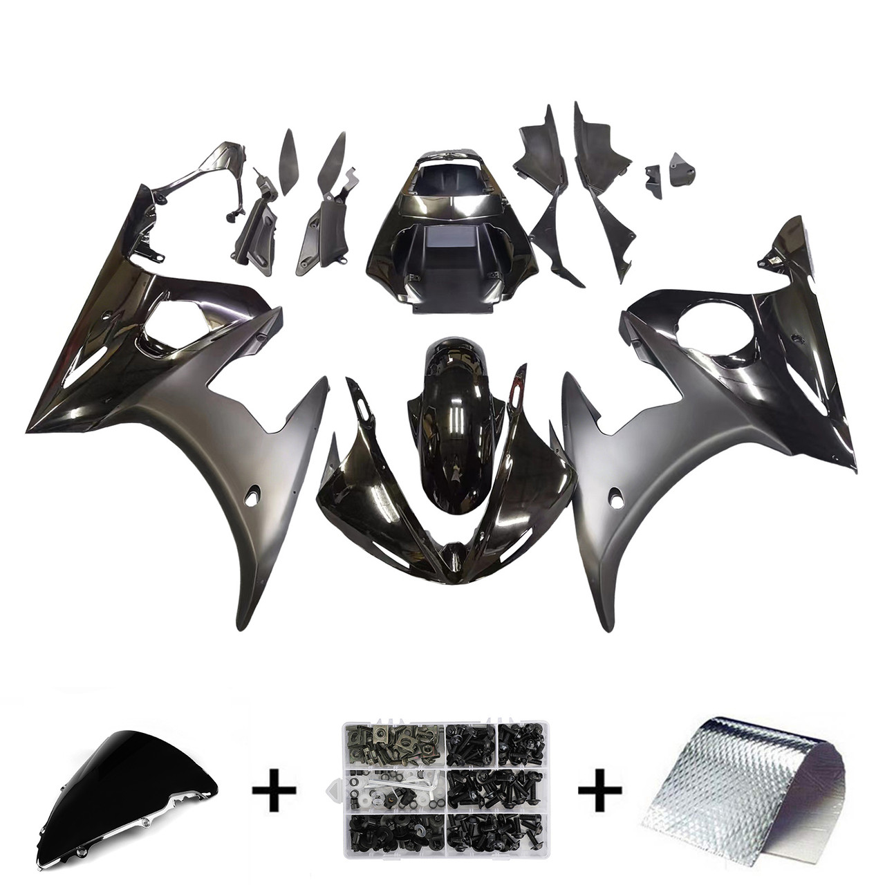 Amotopart Fairings Yamaha YZF-R6 Contrast Black  R6 Racing (2003-2005)
