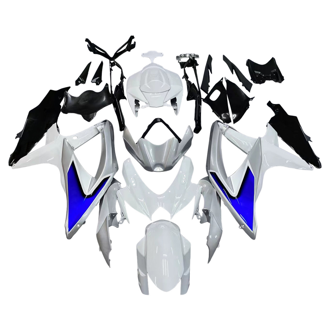 Amotopart Fairings Suzuki GSXR 600 750 Silver White GSXR Racing  (2008-2010)