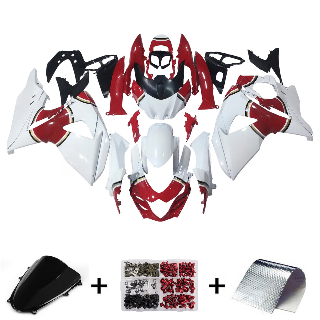 Amotopart Fairings Suzuki GSXR 1000 White & Red Lucky Strike Racing  (2009-2016)