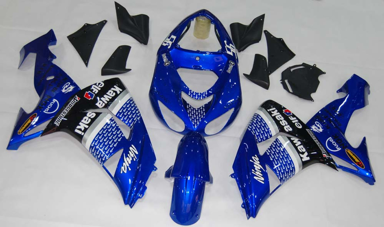 デザイン Amotopart Fairings Kawasaki ZX 10R Blue Black No.56 Nakano