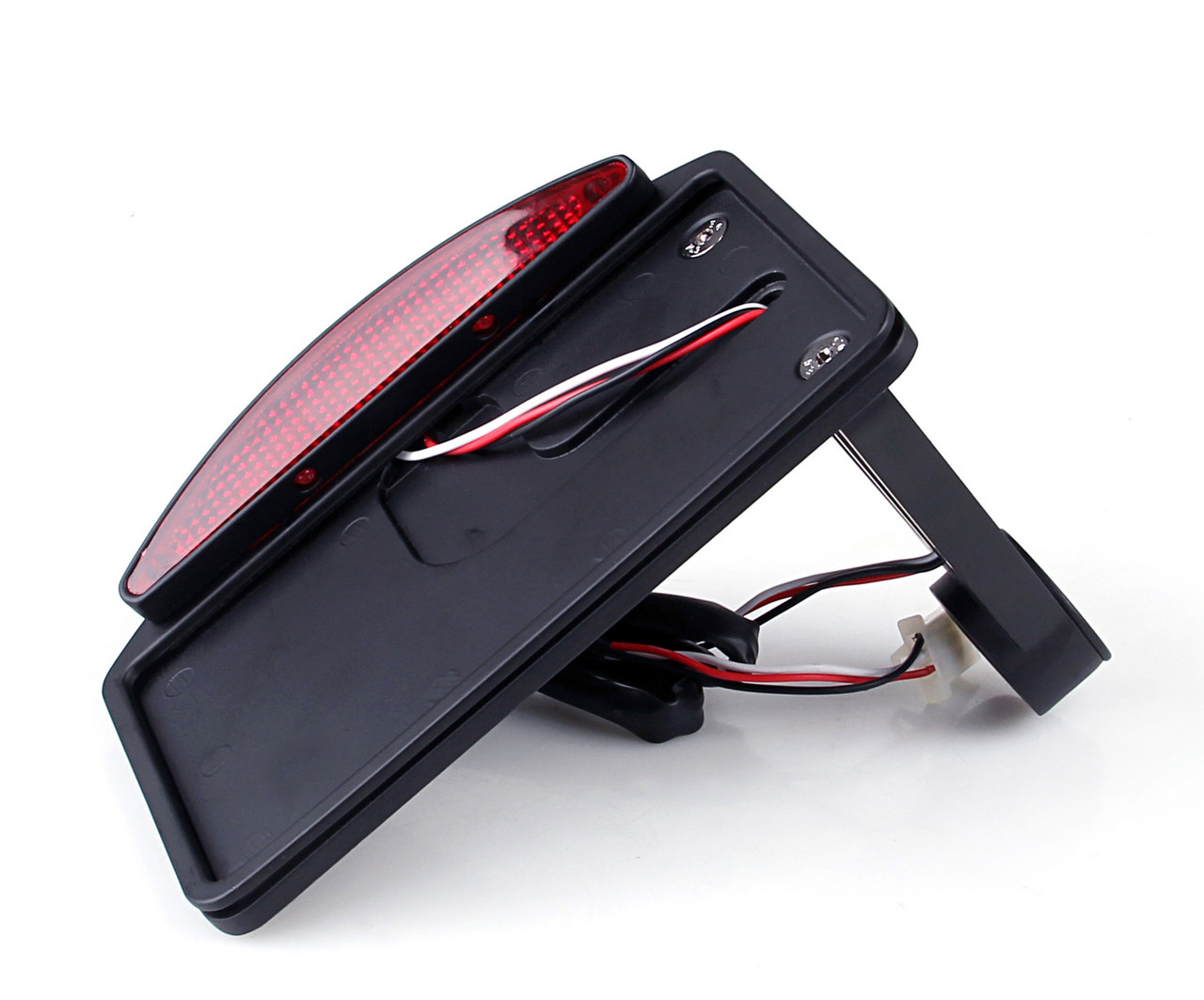 Side Mount Black License Plate LED Tail brake light For Harley Davidson and Custom Bikes with 1" Rear Axle