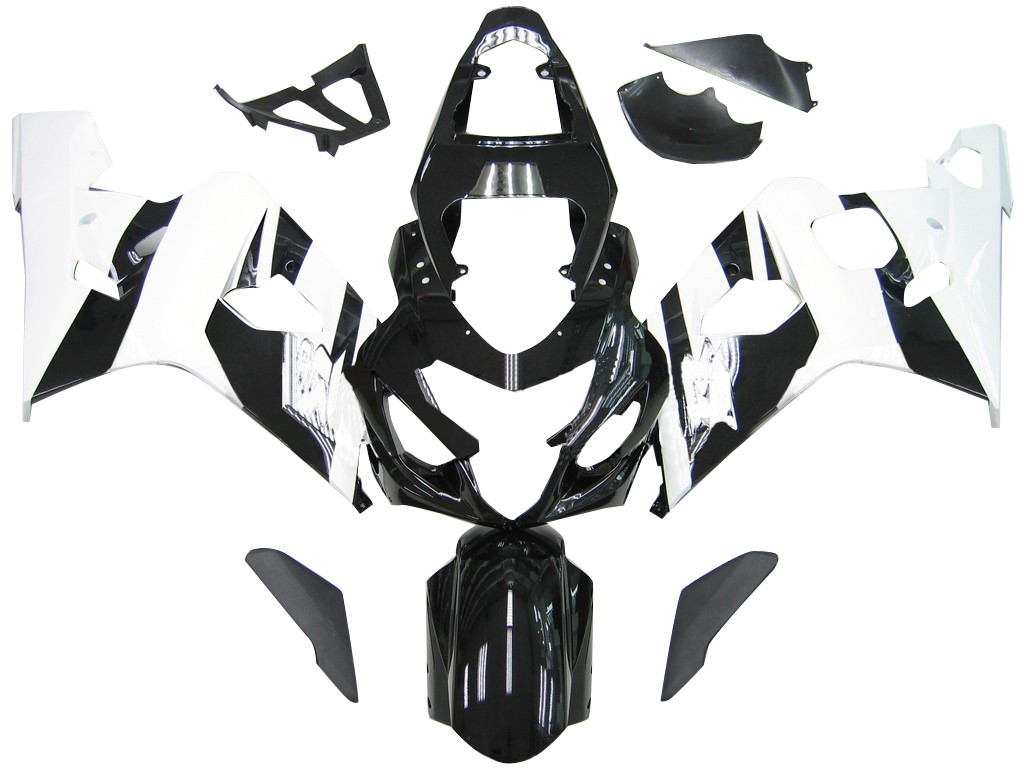 Amotopart Fairings Suzuki GSXR 600 750 Black White Suzuki GSXR Racing  (2004-2005)
