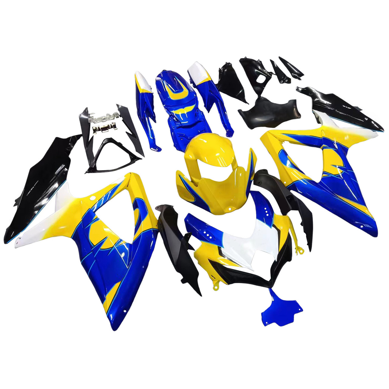 Amotopart Fairings Suzuki GSXR 600 750 Yellow Blue Alstare Corona Racing  (2008-2010)