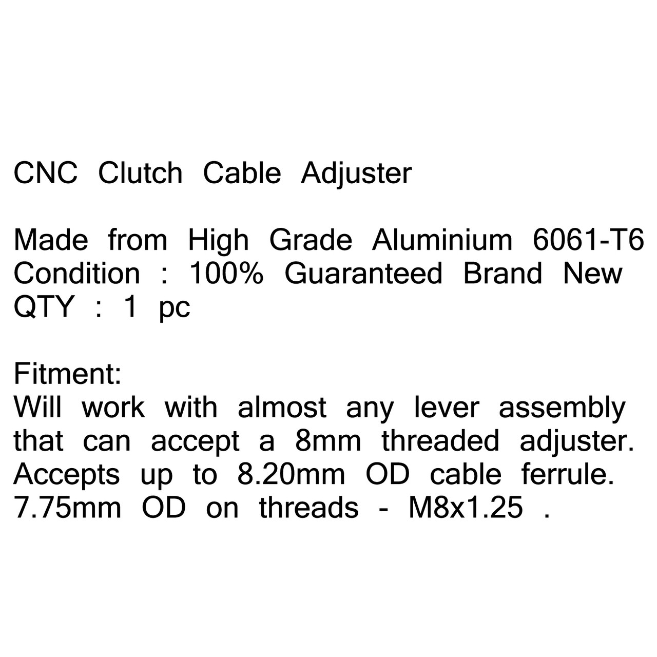 Universal 8mm Anodized Billet Aluminum Clutch Cable Adjuster Set, Gold