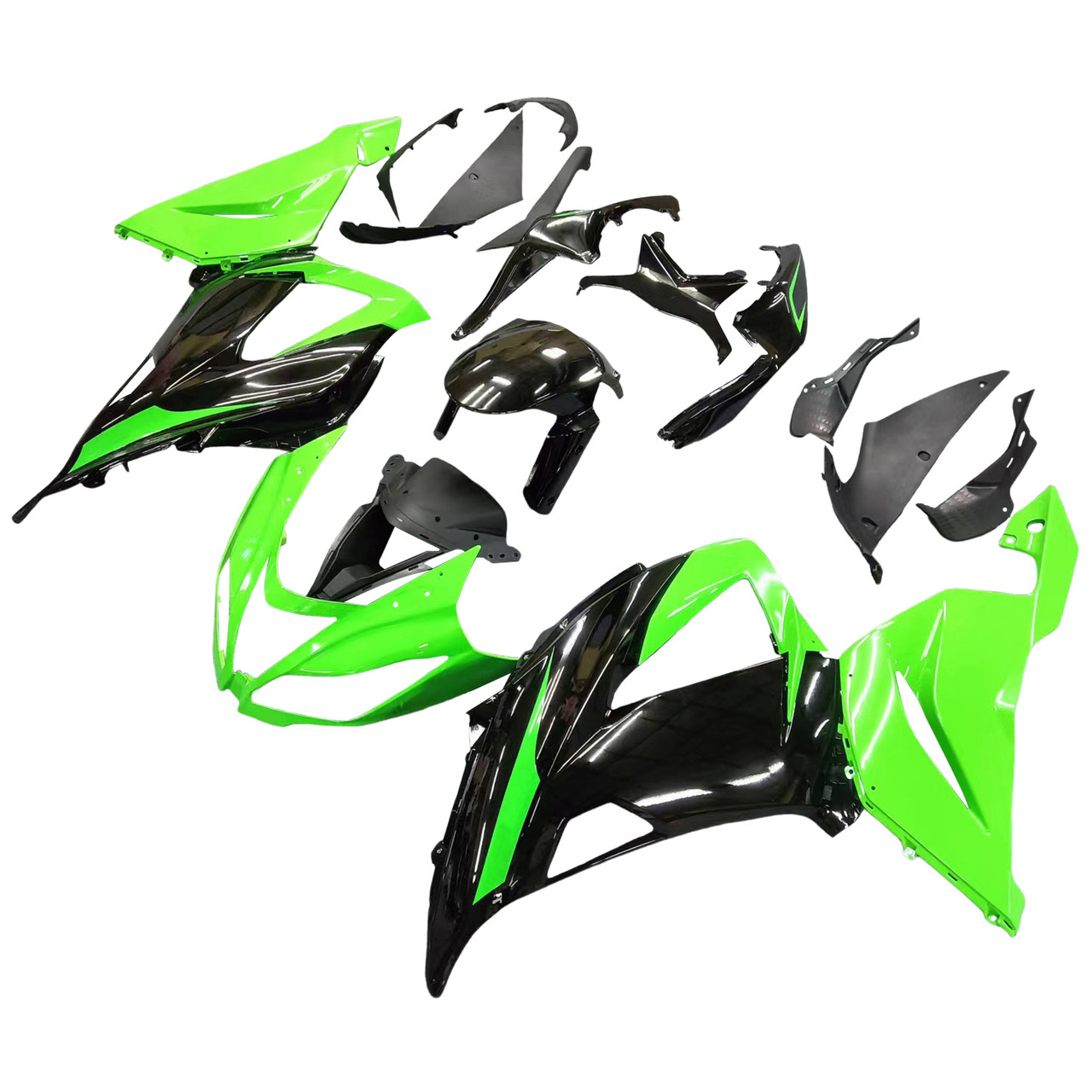 tnufam03❗️ Amotopart Fairings Plastics Kawasaki ZX6R 636 Green Black Ninja
