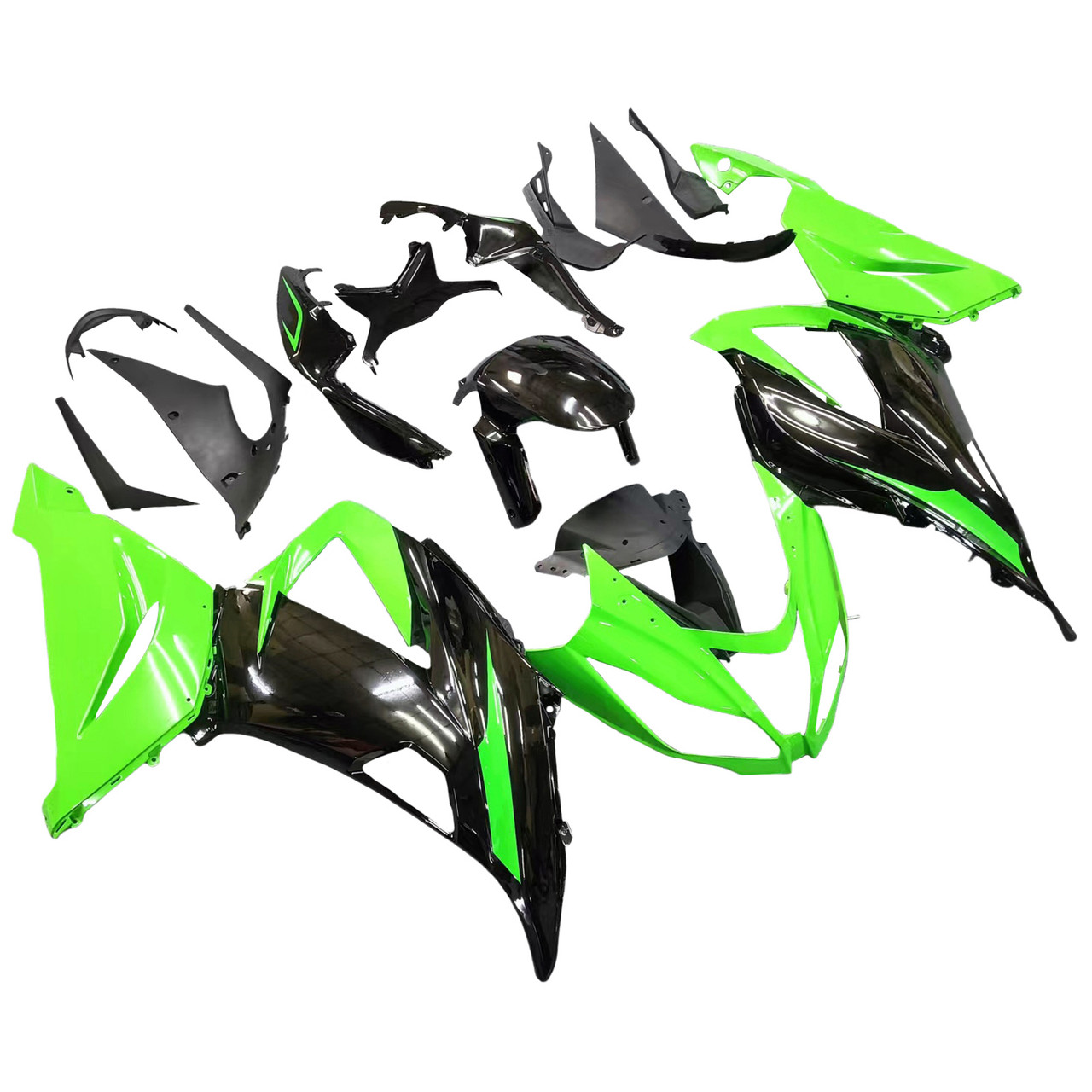 Amotopart Fairings Plastics Kawasaki ZX6R 636 Green Black Ninja Racing (2013-2018)