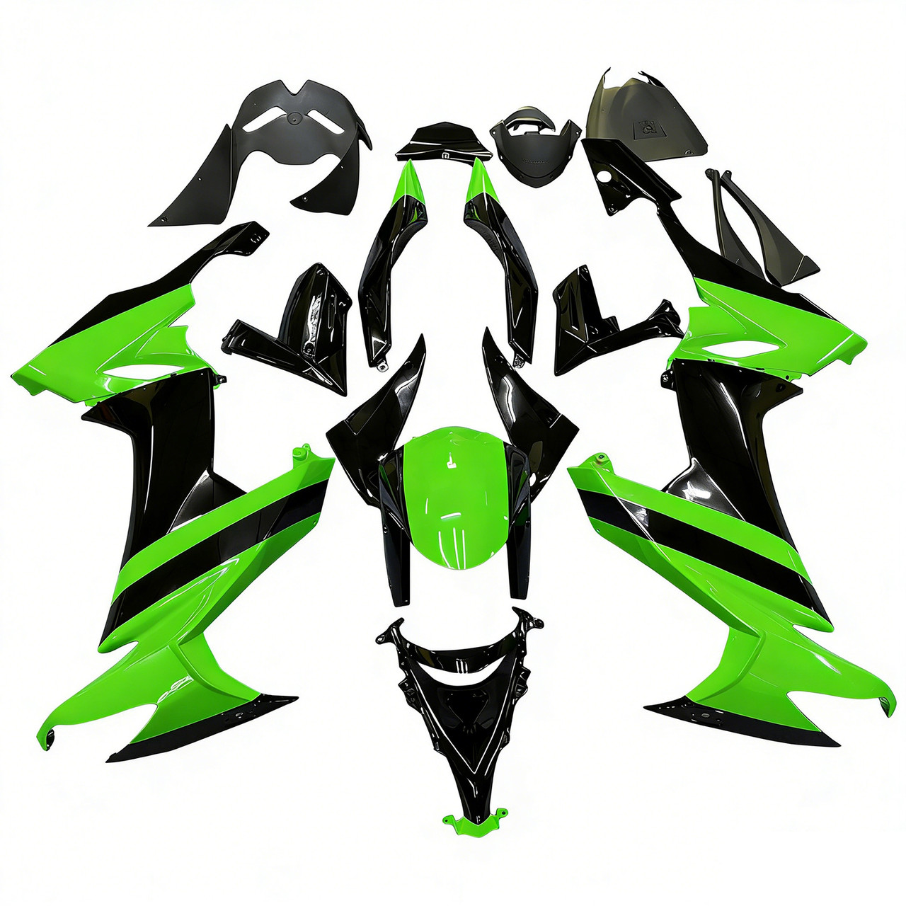 Amotopart Fairings Kawasaki ZX10R Green Black ZX10R Racing (2008-2010)