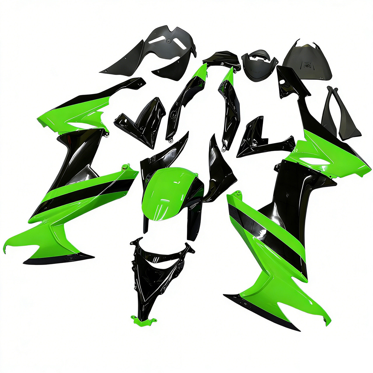 Amotopart Fairings Kawasaki ZX10R Green Black ZX10R Racing (2008-2010)