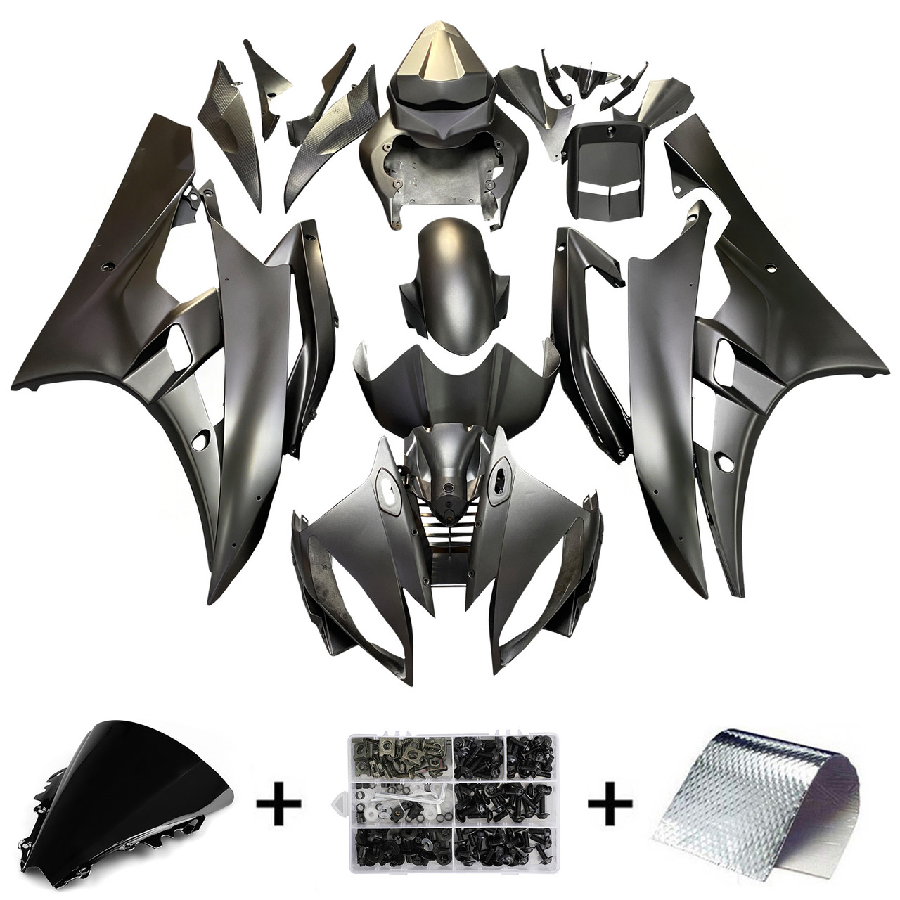 Amotopart Fairings Yamaha YZF-R6 Black Matte Bridgestone R6 Racing (2006-2007)