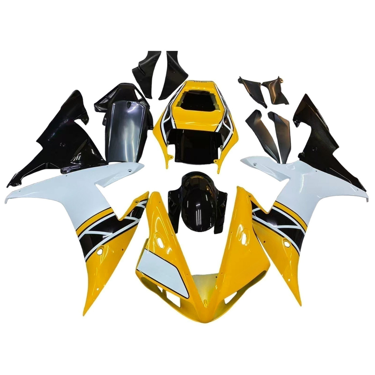 Amotopart Fairings Yamaha YZF-R1 Yellow White Black R1 Racing (2002-2003)