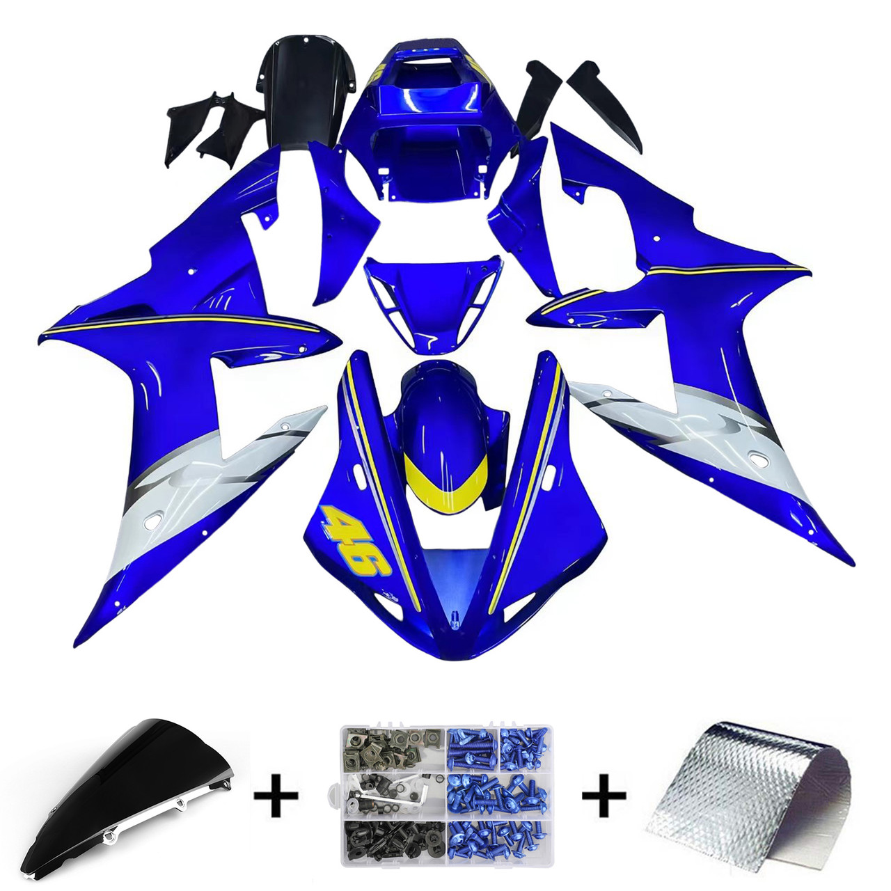 Amotopart Fairings Yamaha YZF-R1Blue No.46  R1 Racing (2002-2003)