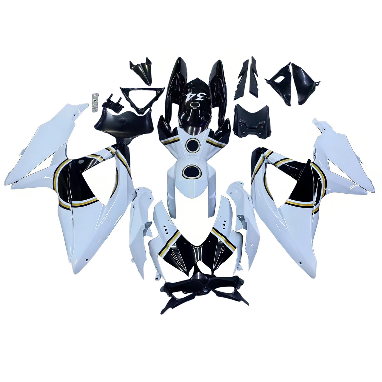 Amotopart Fairings Suzuki GSXR 600 750 White Black Lucky Strike Racing  (2008-2010)