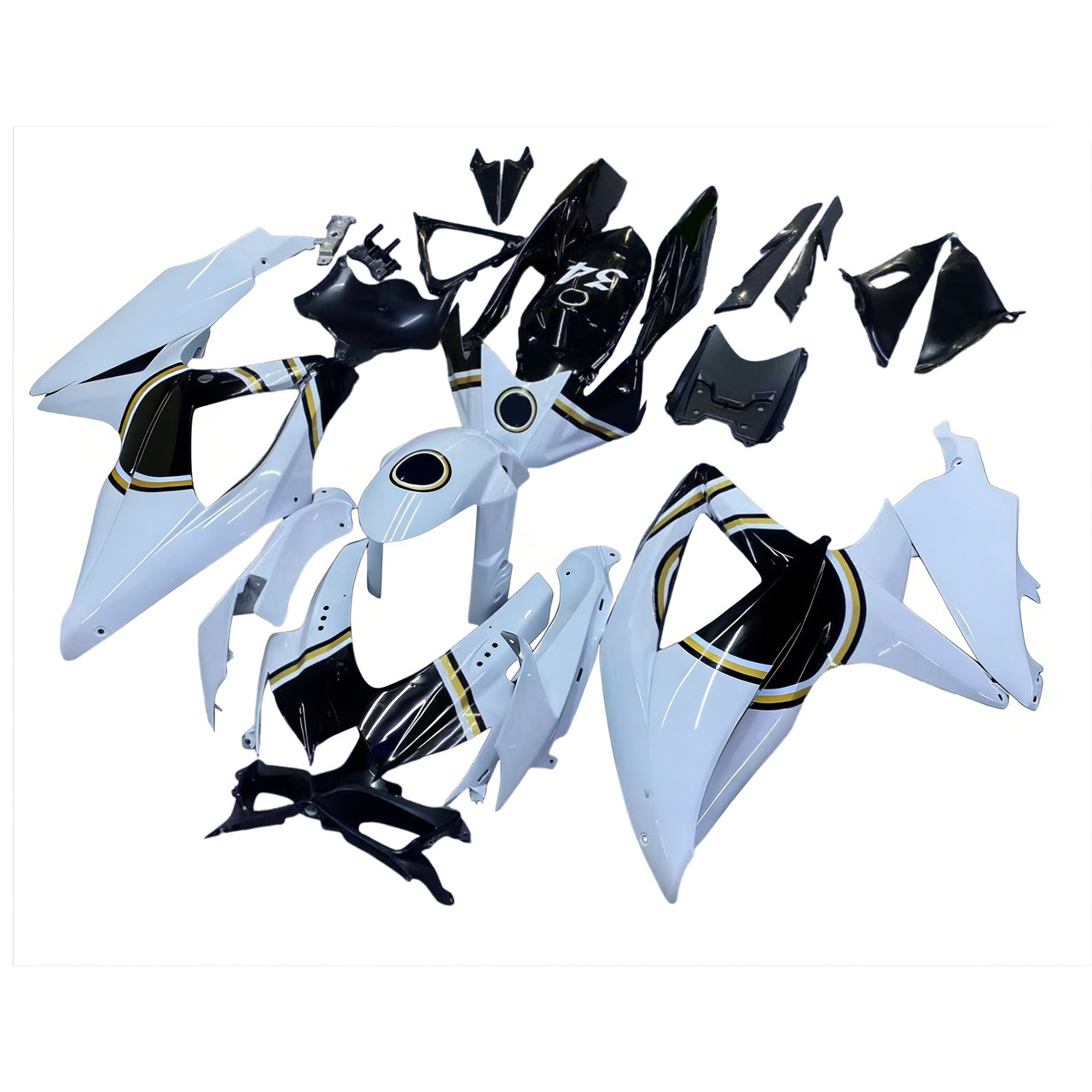 Amotopart Fairings Suzuki GSXR 600 750 White Black Lucky Strike Racing  (2008-2010)