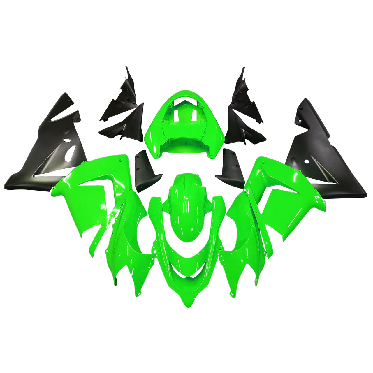 Amotopart Fairings Kawasaki ZX 10R Green Black Ninja Racing (2004-2005)