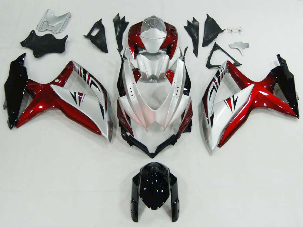Amotopart Fairings Suzuki GSXR 600 750 Silver Red GSXR Racing  (2008-2010)