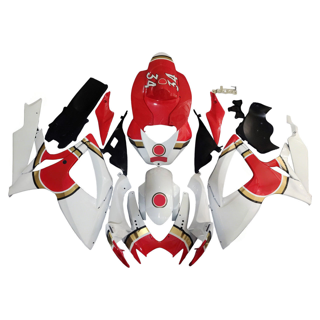 Amotopart Fairings Suzuki GSXR 600 750 White Red Lucky Strike Racing  (2006-2007)