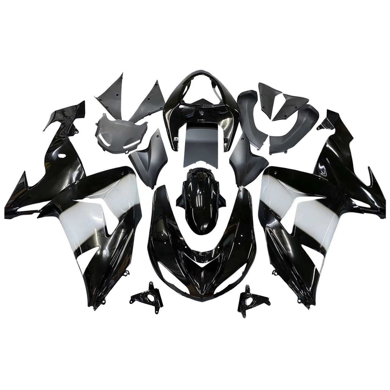 Amotopart Fairings Kawasaki ZX 10R Black White West Racing (2006-2007)