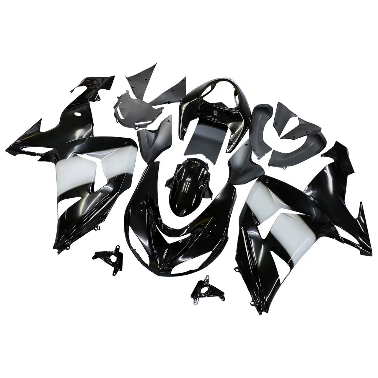 Amotopart Fairings Kawasaki ZX 10R Black White West Racing (2006-2007)