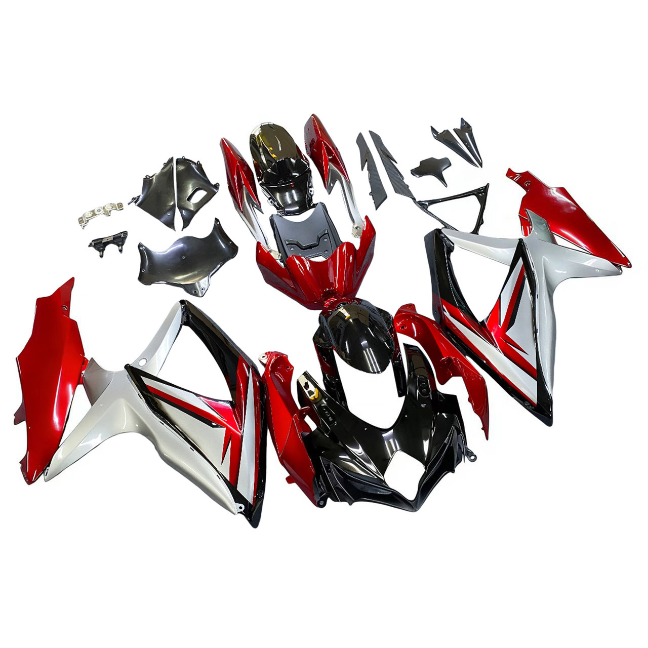 Amotopart Fairings Suzuki GSXR 600 750 Black Red Silver Racing  (2008-2010)