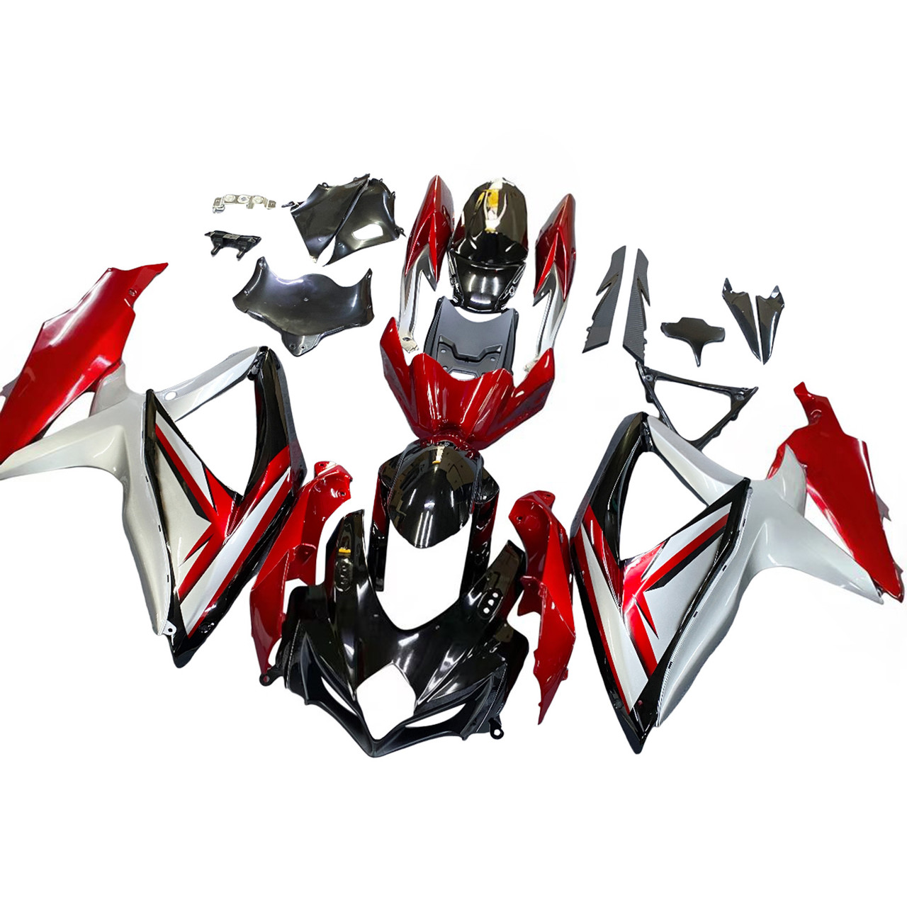 Amotopart Fairings Suzuki GSXR 600 750 Black Red Silver Racing  (2008-2010)