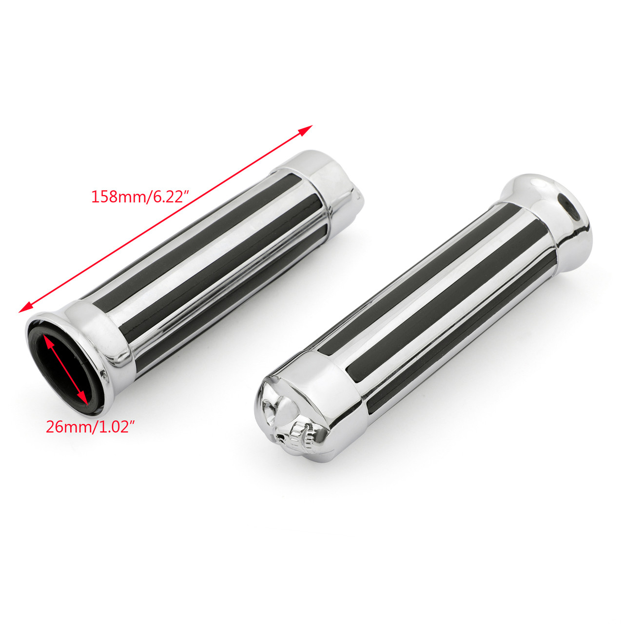 Grips Kawasaki Vulcan 800 / 1500 / 1600 / 2000, Chrome Skull End