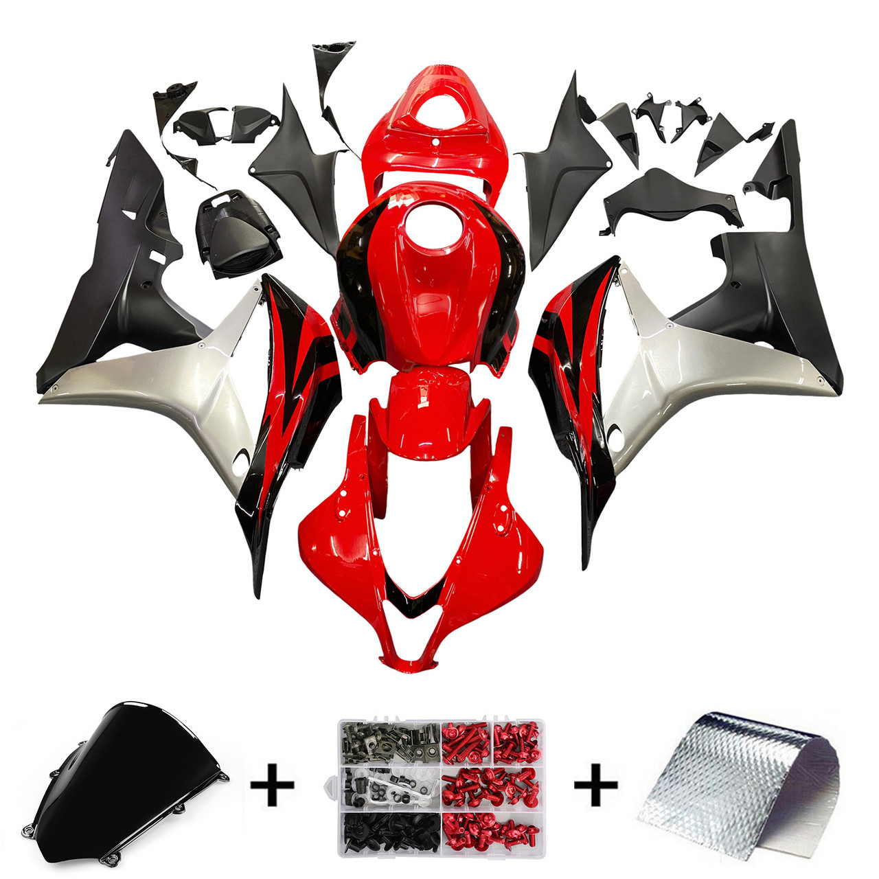 Amotopart Fairings Honda CBR 600 RR Red Black Silver Honda Racing (2007-2008)