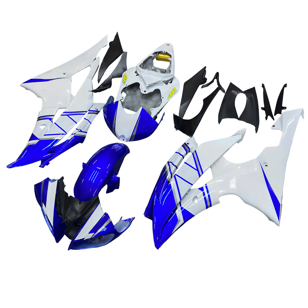 Amotopart 2008-2016 Fairings Yamaha  YZF-R6 White Blue No.46 FIAT R6 Racing