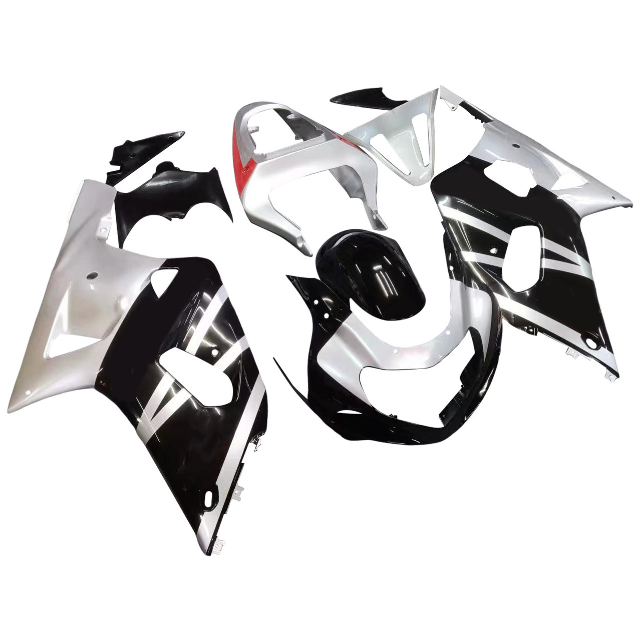 Amotopart Fairings Suzuki GSXR 600 Black & Silver GSXR Racing  (2001-2003)