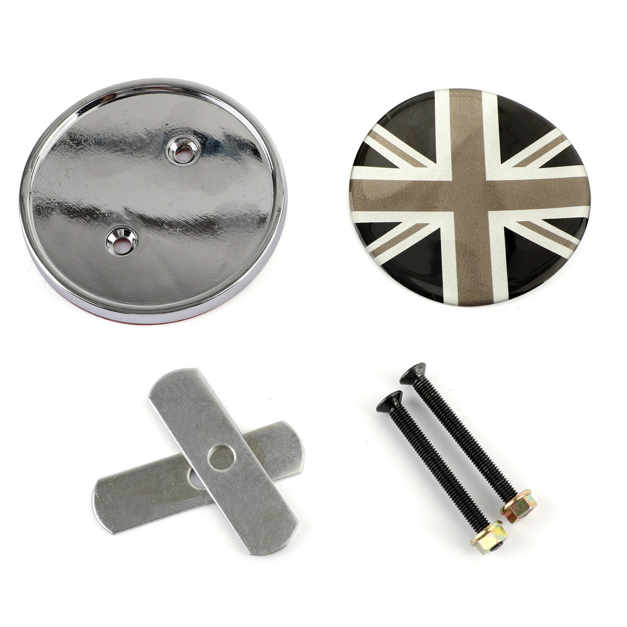 Front Grill Badge w/ Holder Black Union Jack UK Flag MINI Cooper