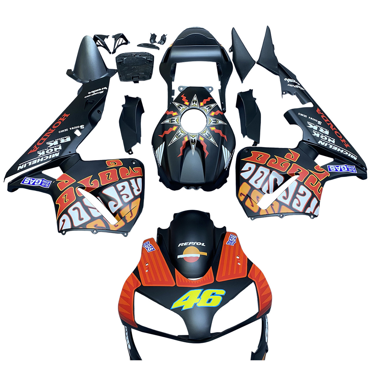 Fairings Honda CBR 600 RR Black Matte Valentino Rossi Moto Racing (2003-2004)