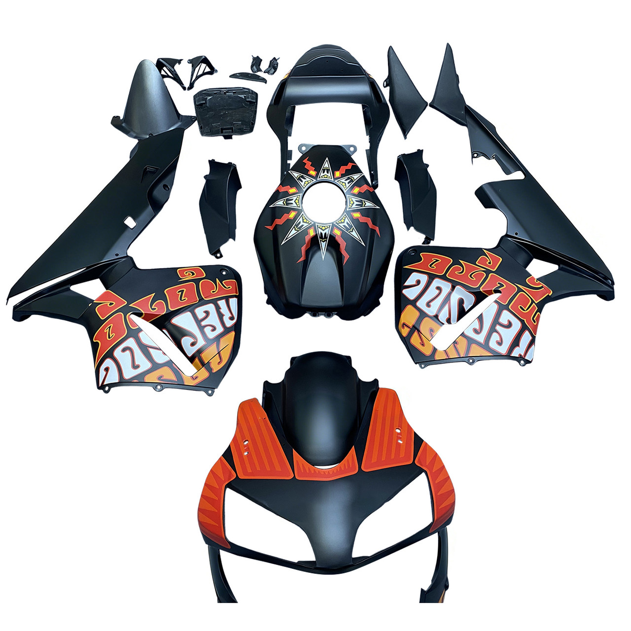 Amotopart Fairings Honda CBR 600 RR Black Matte Valentino Rossi Moto Racing (2003-2004)