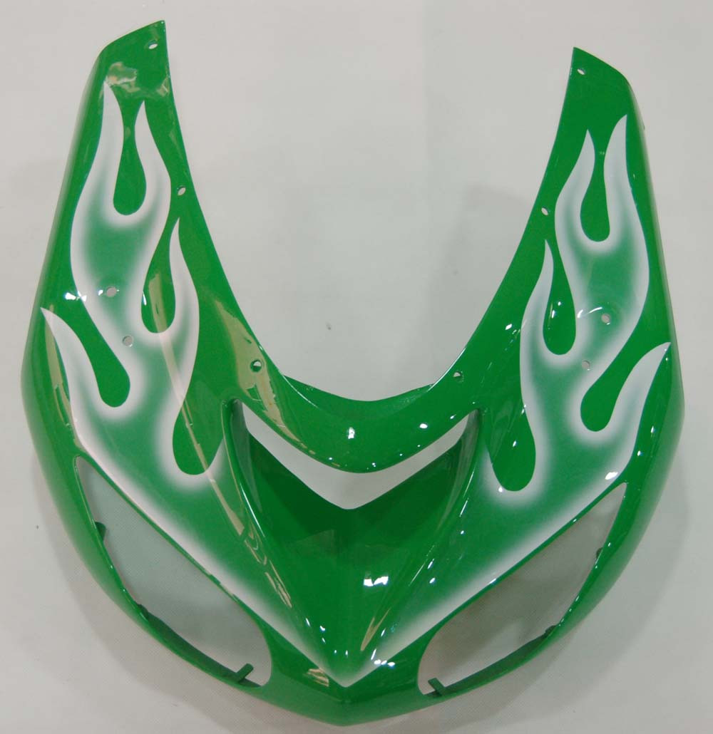 Amotopart Fairings Kawasaki ZX 10R Green & White Flame Ninja Racing (2006-2007)