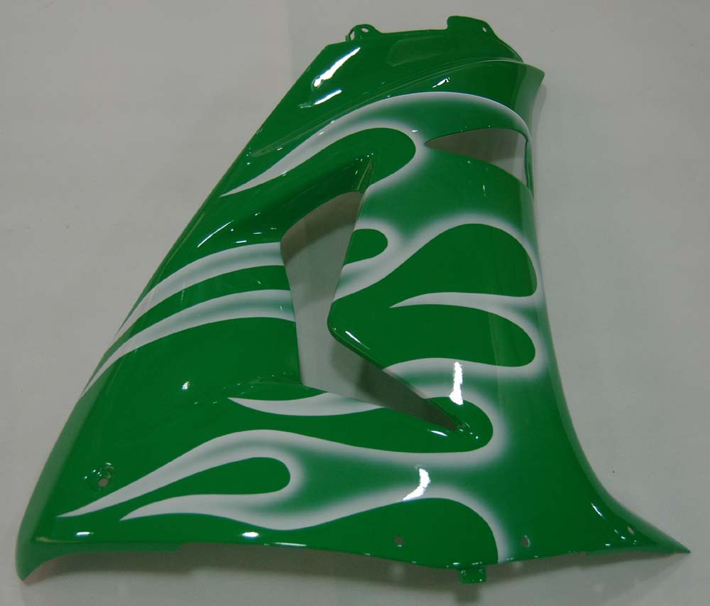Amotopart Fairings Kawasaki ZX 10R Green & White Flame Ninja Racing (2006-2007)