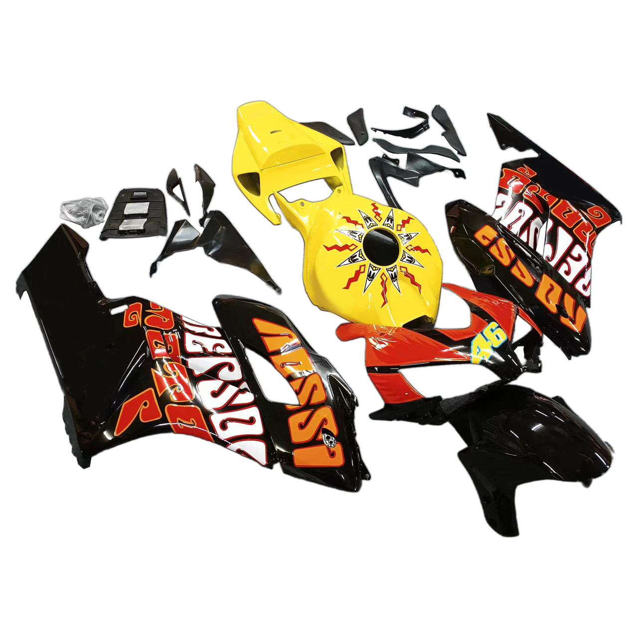 Amotopart Fairings Honda CBR 1000 RR Black Yellow Valentino Rossi  Racing (2004-2005)