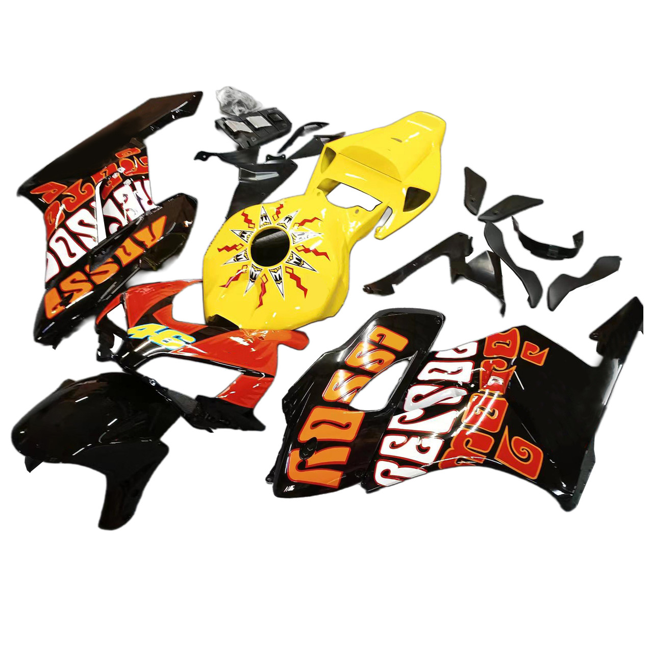 Amotopart Fairings Honda CBR 1000 RR Black Yellow Valentino Rossi  Racing (2004-2005)