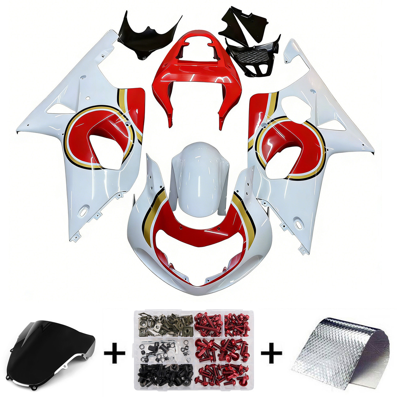 Amotopart Fairings Suzuki GSXR 1000 White & Red Lucky Strike Racing  (2000-2002)