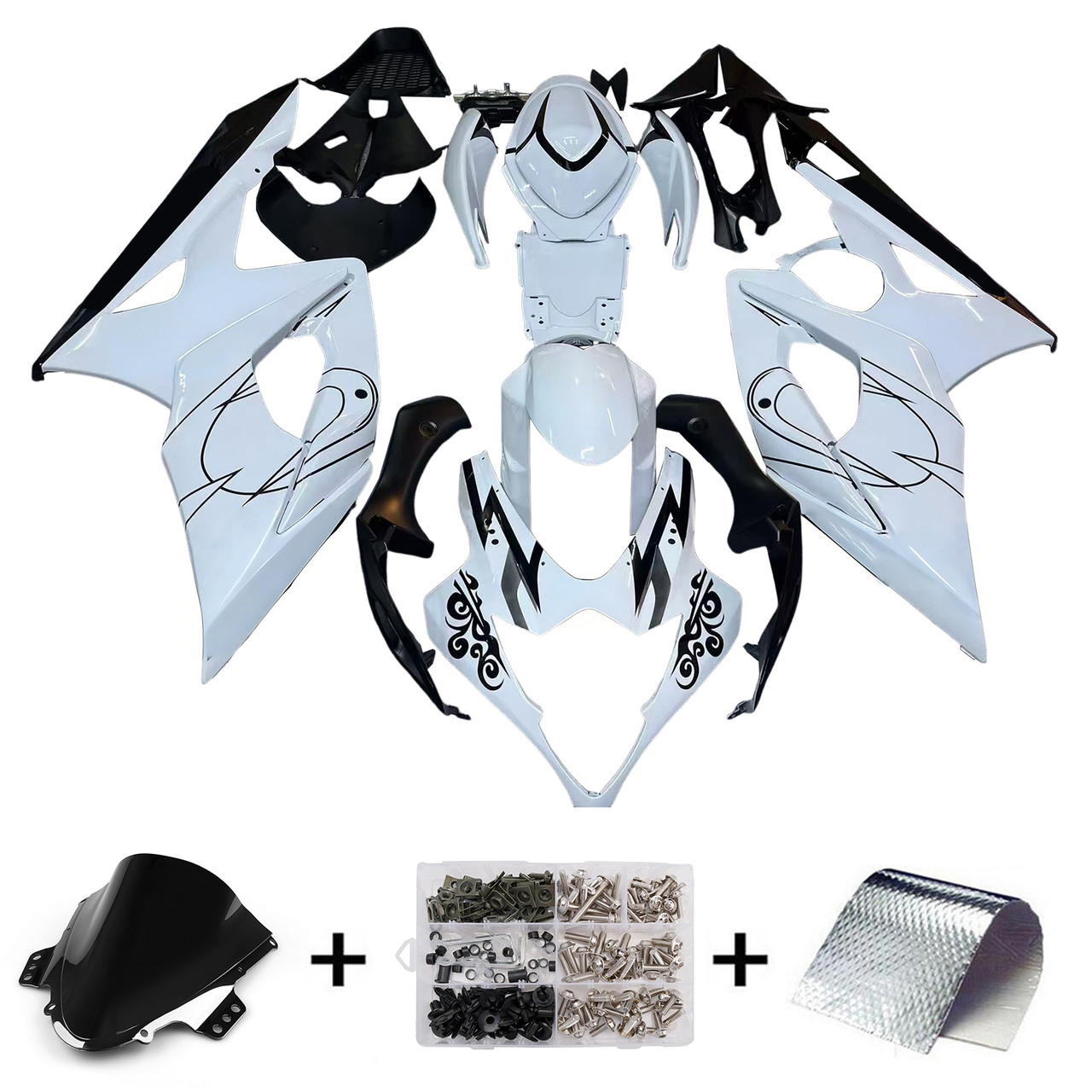 Amotopart Fairings Suzuki GSXR 1000 White Black Alstare Racing  (2005-2006)