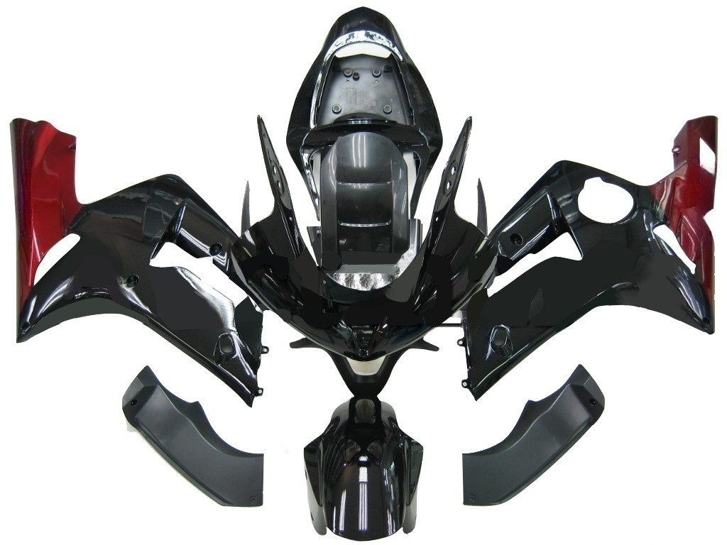 Amotopart Fairings Kawasaki ZX6R 636 Black Red ZX6R Racing  (2003-2004)