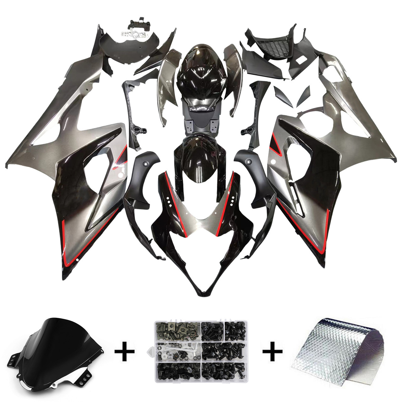 Amotopart Fairings Suzuki GSXR 1000 Silver & Black GSXR Racing  (2005-2006)