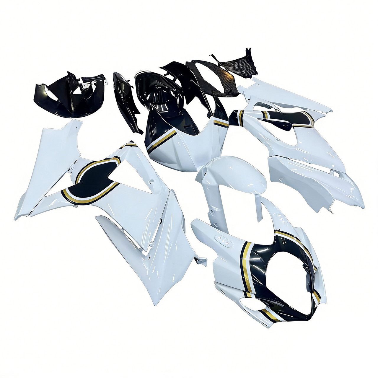 Amotopart Fairings Suzuki GSXR 1000 White Black Gold Lucky Strike Racing  (2007-2008)