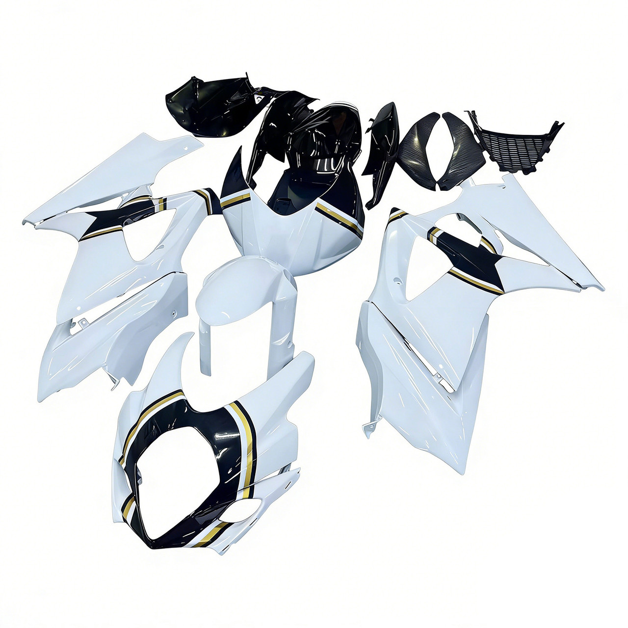 Amotopart Fairings Suzuki GSXR 1000 White Black Gold Lucky Strike Racing  (2007-2008)
