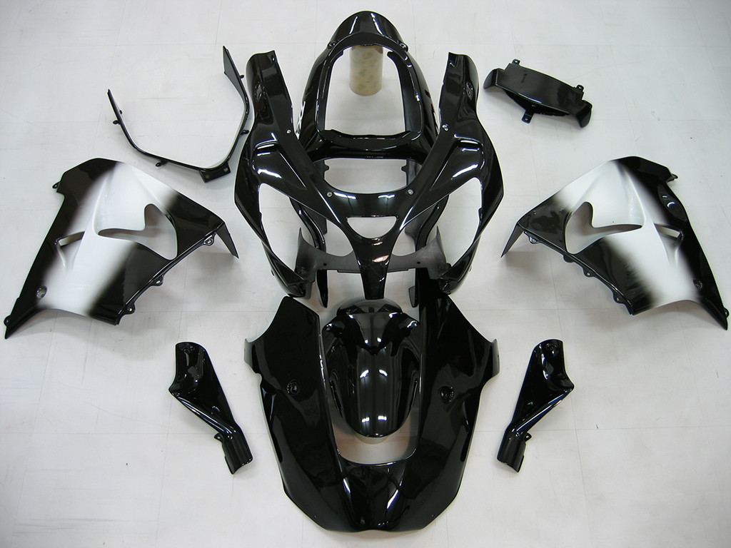Amotopart Fairings Kawasaki ZX 9R Black White West ZX9R Racing  (2000-2001)