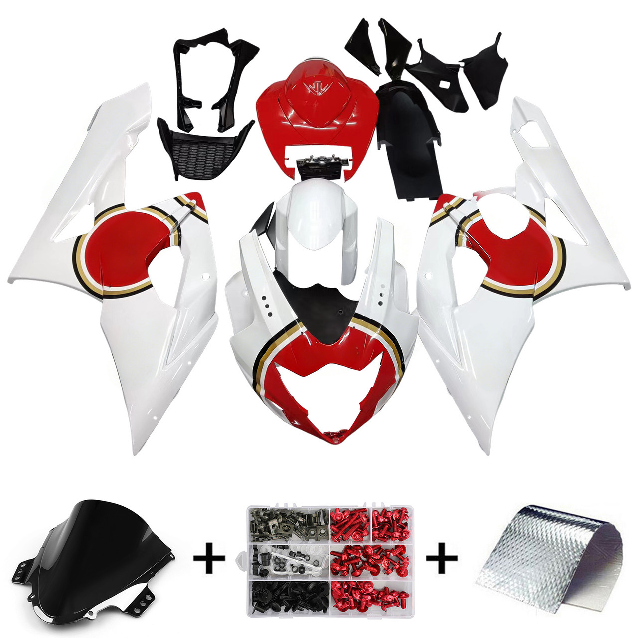 Amotopart Fairings Suzuki GSXR 1000 White & Red Lucky Strike Racing  (2005-2006)
